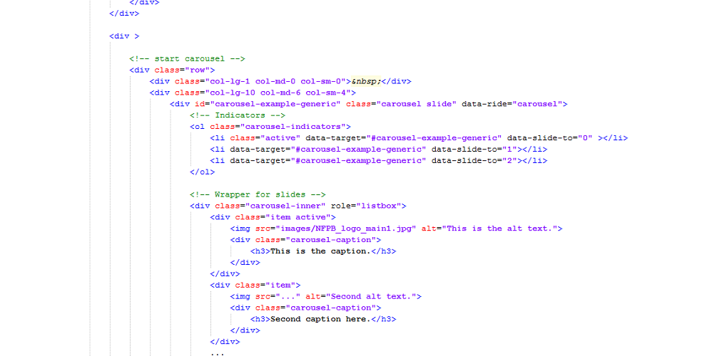 Image of html code.